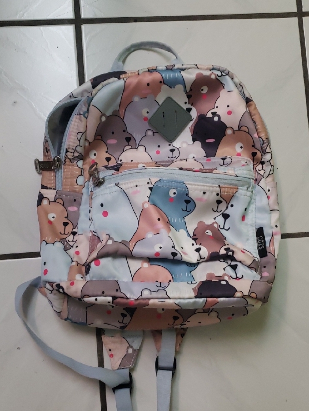 Like new "Cots" cute pastel cartoon  bear print  backpack